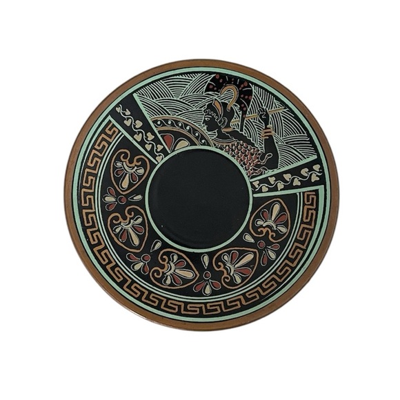 Vintage Black Miniature Greek Mythology Ceramic Collectible Plate Made in Greece - Picture 2 of 14